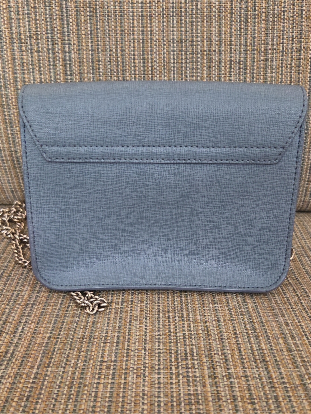 Furla Dusty Blue & Gray Leather Mini Crossbody with Silver Chain - Picture 4 of 11